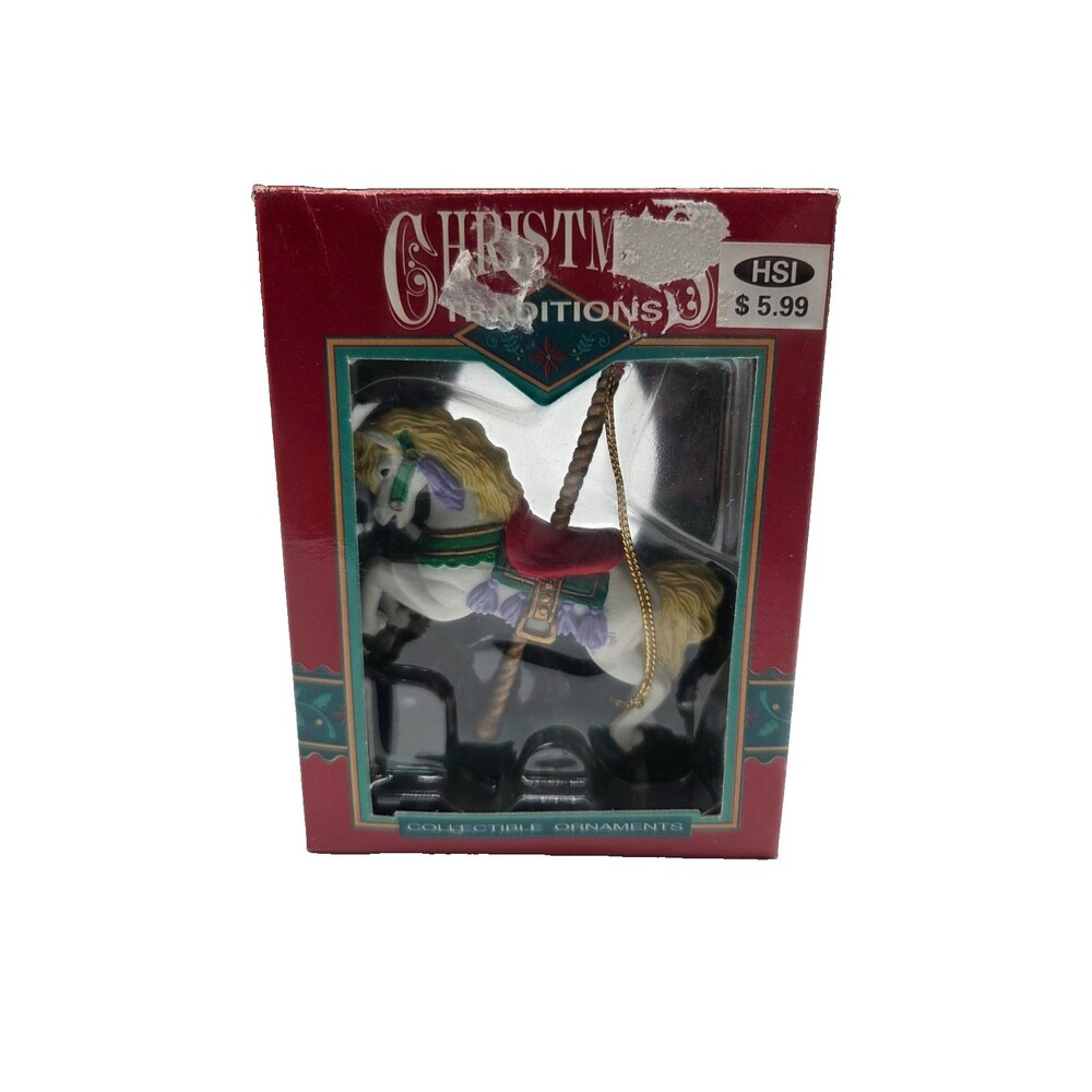 Vintage 1992 Christmas Traditions Horse On Carousel By Lustre Fame NIB